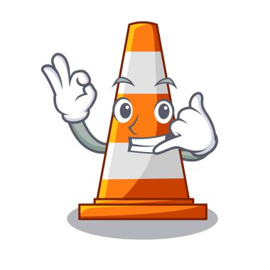 Bana karşı maskot argaet vektör çizim trafik koni üzerinde de