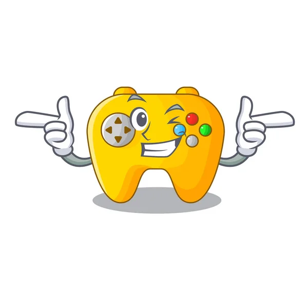 Wink Video Game Controller Shaped Charcter Vector Illustration — Stock Vector