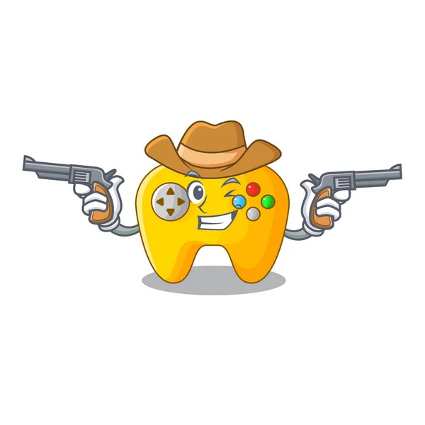 Cowboy Modern Spel Vormige Controller Cartoon Hout Vectorillustratie — Stockvector