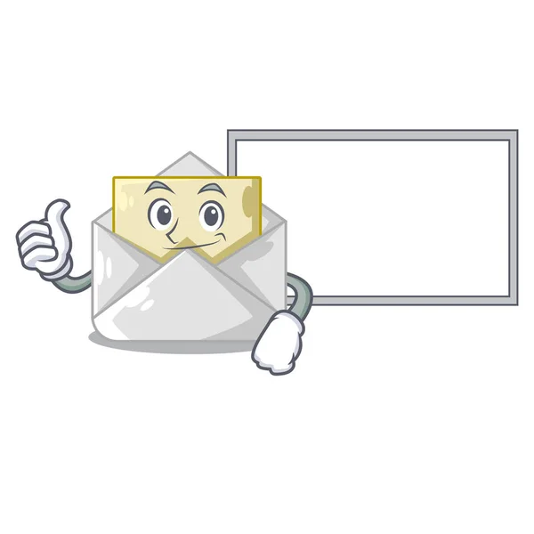 Thumbs Board Opened Closed Envelopes Shaped Cartoon Vector Illustration — Stock Vector