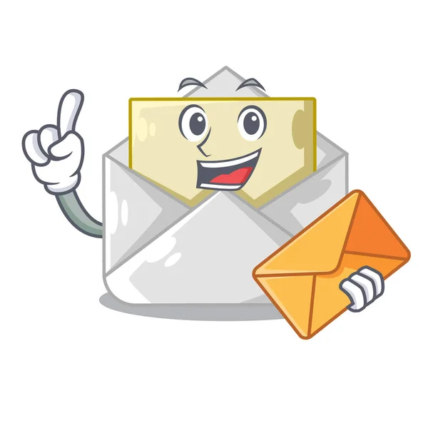 Com Envelope Aberto Envelope Saudação Cartazes Ilustração Vetor Personagem — Vetor de Stock