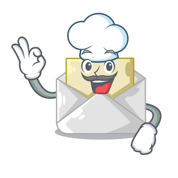 Affiches Voeux Enveloppe Ouverte Chef Sur Illustration Vectorielle Caractère — Image vectorielle