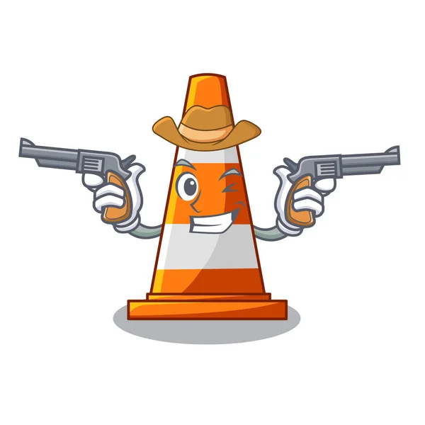 Cowboy Traffic Cone Road Cartoon Shape Vector Illustration — Stock Vector