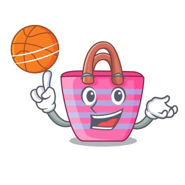 Basketbol karikatür kırmızı ile plaj çantası vektör illustrationn şeklinde
