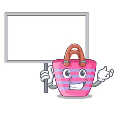 Kırmızı şeklinde plaj çantası vektör illustrationn üzerinde kurulu çizgi film getirmek