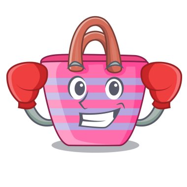 Plaj çantası vektör illustrationn kırmızı boks karikatür şeklinde