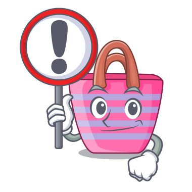 İşareti karikatür kırmızı ile plaj çantası vektör illustrationn şeklinde