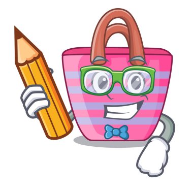 Öğrenci Beach piknik çanta üzerinde karakter şekli vektör çizim