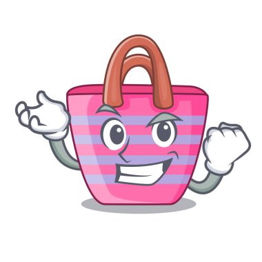 Başarılı Beach piknik çanta üzerinde karakter şekli vektör çizim