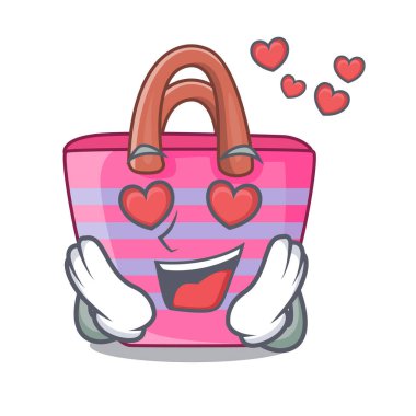 Sevgi sahil çanta karikatür kum vektör çizim üzerinde