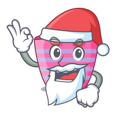 Maskot vektör çizim üzerinde Santa güzel kadın plaj çantası