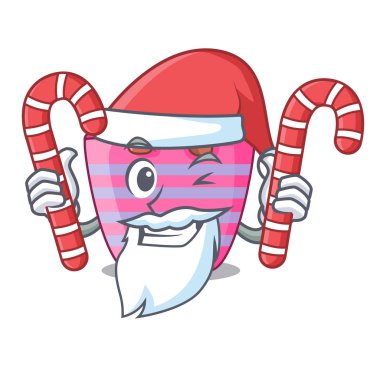 Şeker ile Santa maskot vektör çizim üzerinde güzel kadın plaj çantası