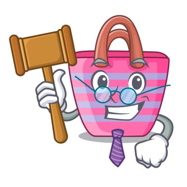 Güzel kadın plaj çantası maskot vektör çizim üzerinde hakim