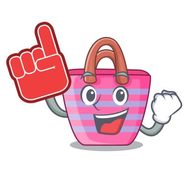 Köpük parmak güzel kadın plaj çanta maskot vektör çizim üzerinde