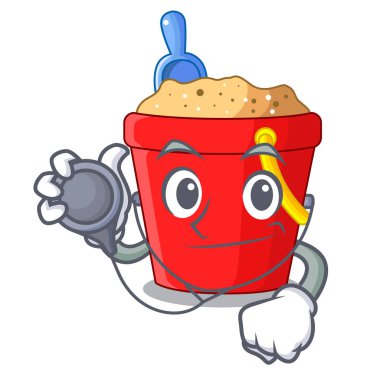 Doktor plaj kova şekli kum çizgi film vektör çizim ile