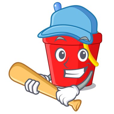 Beyzbol plaj kova şekli kum çizgi film vektör çizim ile oynamak