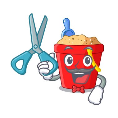 Plaj kova şekli kum çizgi film vektör çizim ile berber