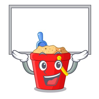 Pano plaj kova şekli oluşturan kum çizgi film vektör çizim ile