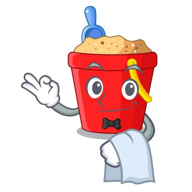 Garson resim kova kürek karikatür vektör çizim üzerinde