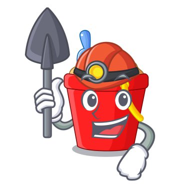 Madenci resmi kova kürek karikatür vektör çizim üzerinde