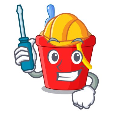 Dize şekil maskot vektör çizim Otomotiv Plaj Kovası