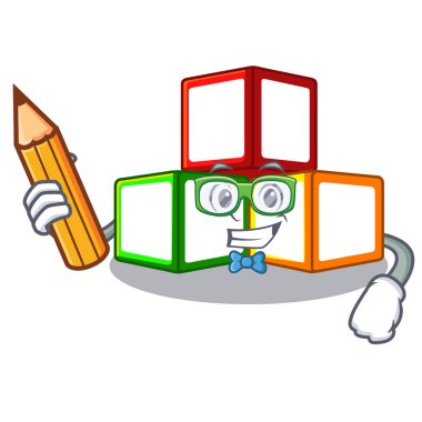 Öğrenci oyuncak blok boş çizgi film ahşap vektör çizim küp