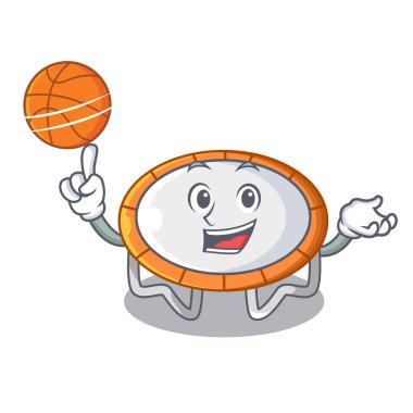 Şeklin çizgi film gerçekçi simge vektör illustrtion atlama basketbol Trambolin ile