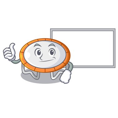 Başparmak yukarıya ile Yönetim Kurulu tramplen atlama şekli çizgi film gerçekçi simge vektör illustrtion