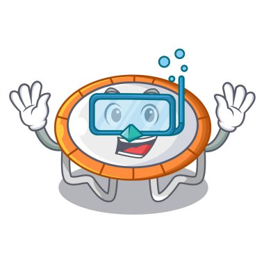 Dalış trambolin karakter Oda izole yer vektör çizim üzerinde