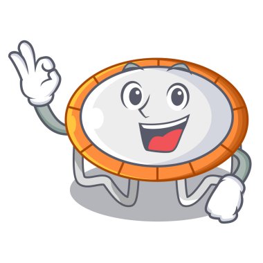 Trambolin karakter Oda izole yer vektör çizim üzerinde Tamam