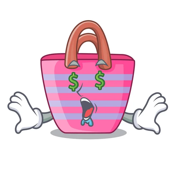 Money Eye Beautiful Female Beach Bag Mascot Vector Illustration — Stock Vector