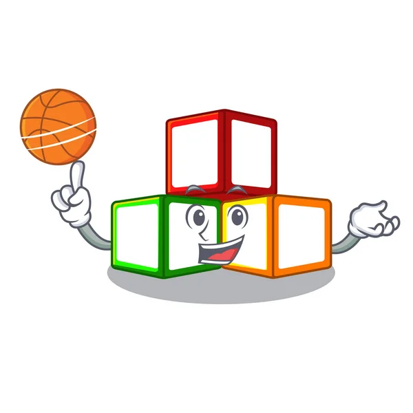 Avec Des Briques Bloc Jouet Lumineux Basket Sur Vecteur Dessin — Image vectorielle