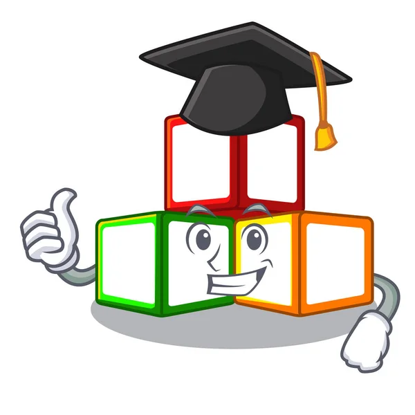 Graduation Toy Blocks Cube Blank Cartoon Wooden Vector Illustration — Stock Vector