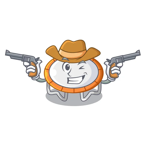 Cowboy Trampolin Springen Form Cartoon Realistische Ikone Vektor Illustration — Stockvektor