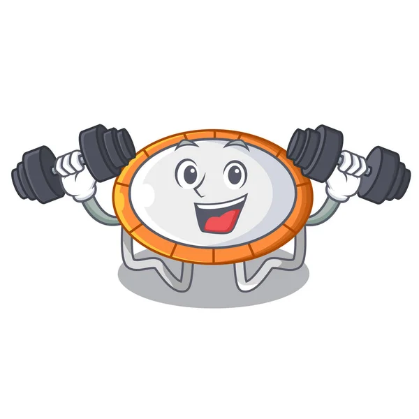 Fitness Trampoline Jumping Shape Cartoon Realistis Icon Vector Illustrtion - Stok Vektor