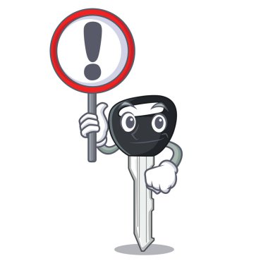 İşareti ile arabanın anahtarlarını isolatedon şekli vektör çizim üzerinde çizgi film