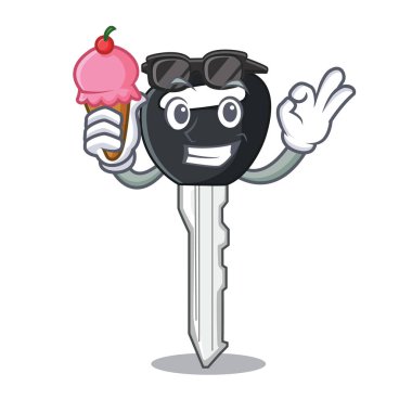 Dondurma araba anahtarla uzak çizgi film denetimi vektör esnaf ile