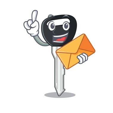 Zarf araba anahtarla uzak çizgi film denetimi vektör esnaf ile