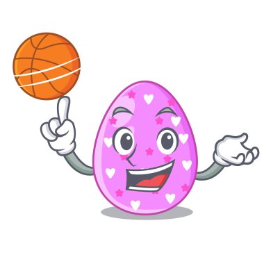Basketbol Paskalya yortusu yumurta karikatür kırpma ile yol vektör çizim üzerinde
