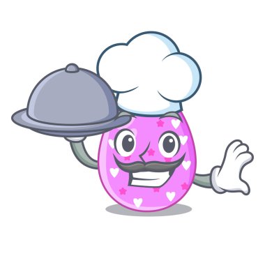 Şef yiyecek yumurta Paskalya tatil karakter için gözlük vektör esnaf ile