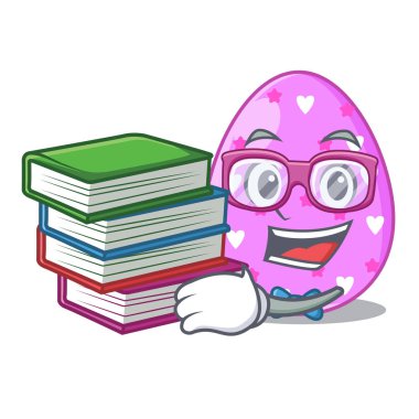 Öğrenci kitap renkli Paskalya yumurta izole maskot vektör esnaf