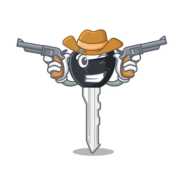 Cowboy Auto Chiavi Cartone Animato Isolato Sulla Forma Vettoriale Illustrazione — Vettoriale Stock