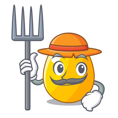 Çiftçi altın yumurta karikatür tebrik kartı vektör esnaf için