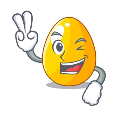 İki altın eggo izole görüntü maskot vektör esnaf üzerinde parmak