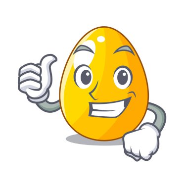 Başparmak yukarıya izole görüntü maskot vektör esnaf üzerinde altın eggo