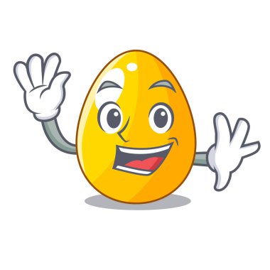 Altın eggo izole görüntü maskot vektör esnaf üzerinde sallayarak sallayarak