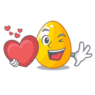 Kalp basit altın yumurta ile tasarım karakter vektör çizim