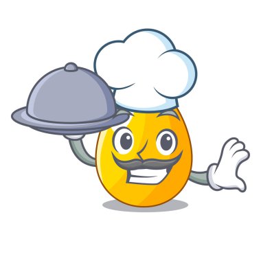 Şef gıda basit altın yumurta tasarım karakter vektör çizim üzerinde