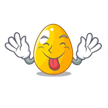 Altın yumurta karikatür şekil yansıma vektör esnaf ile dışarı dil