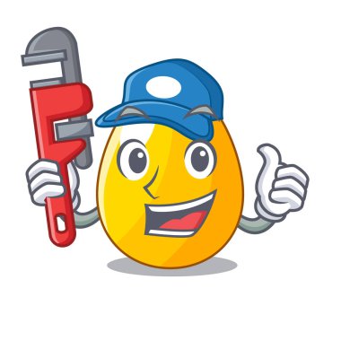 Tesisatçı altın yumurta karikatür şekil yansıma vektör esnaf ile